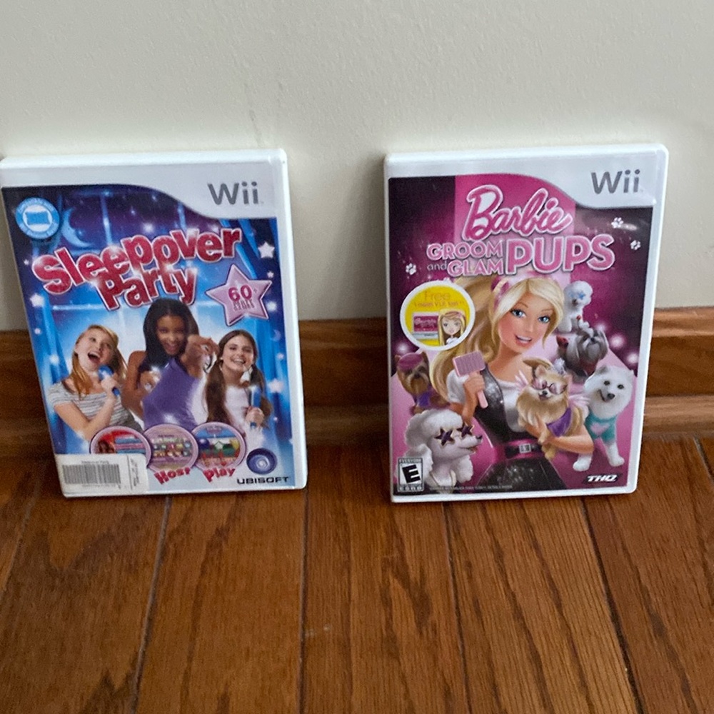 Wii Games - Barbie Groom & Glam Pups, Sleepover Party with Complete Manuals